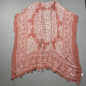 Breezy Lane Kimono Blouse Womens One Size Orange Paisley Tasseled Lightweight